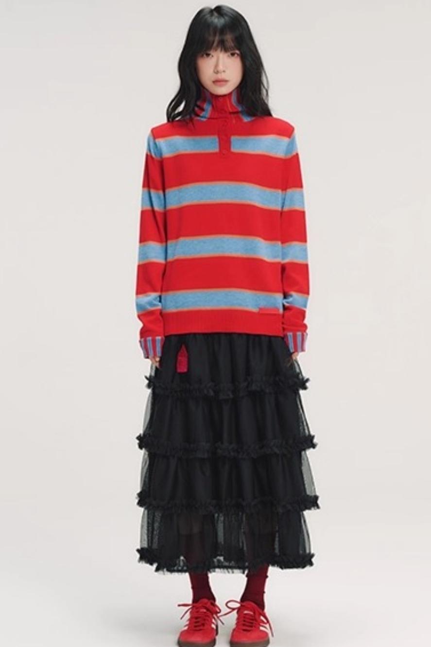 3D Embroidery Ruffled Skirt