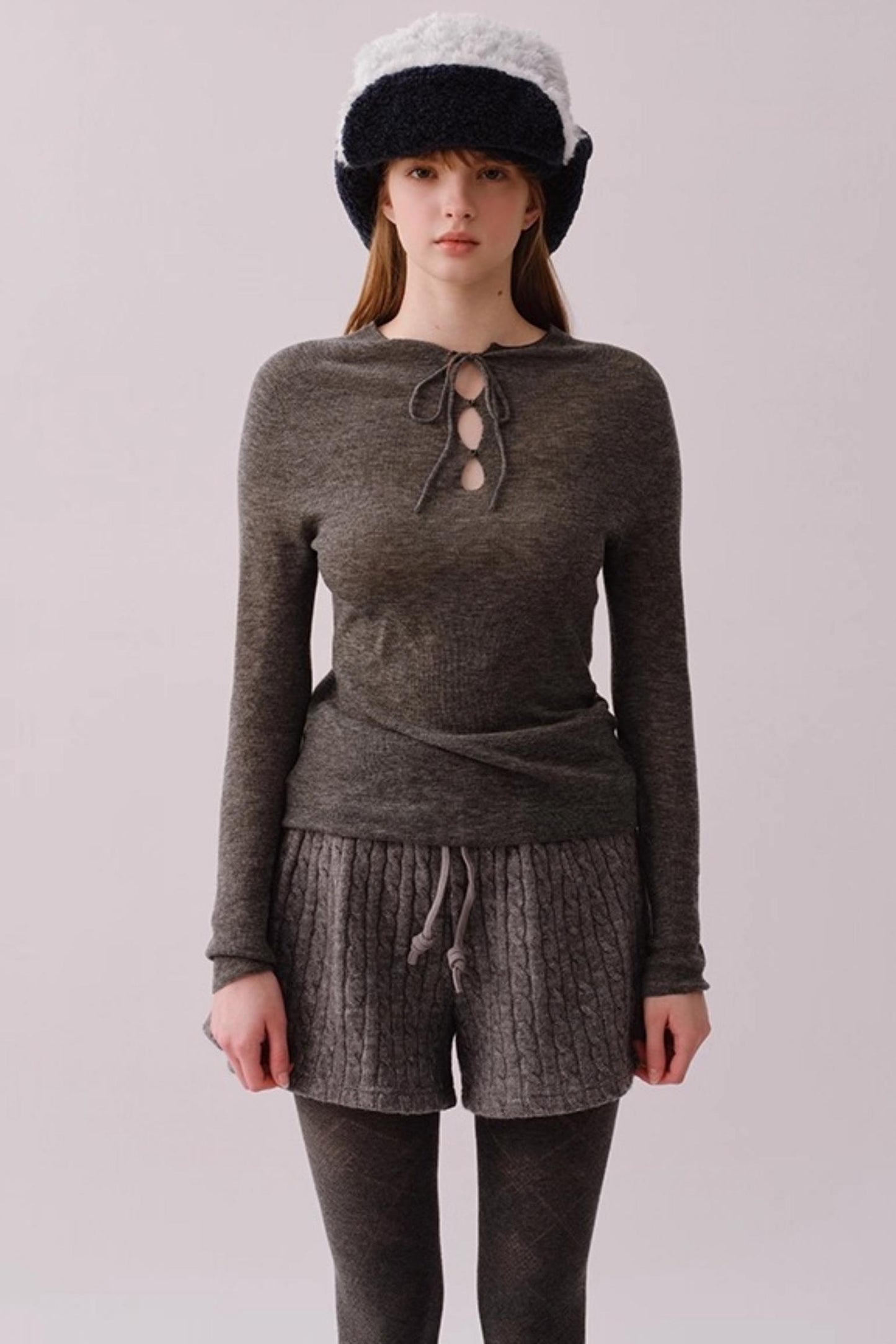 Knitted Twist Pattern Skirt Pants