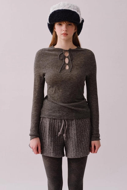 Knitted Twist Pattern Skirt Pants