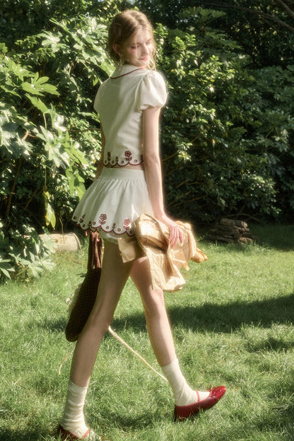 White Lace Shirt Skirt Set-Up