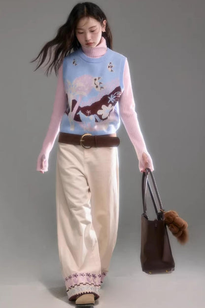 Color-Block Pony Knit Vest