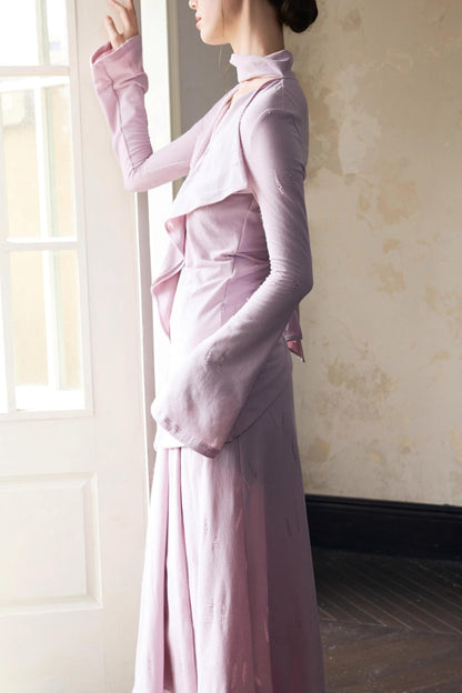 Autumn Purple Knitted Top Skirt Set-Up