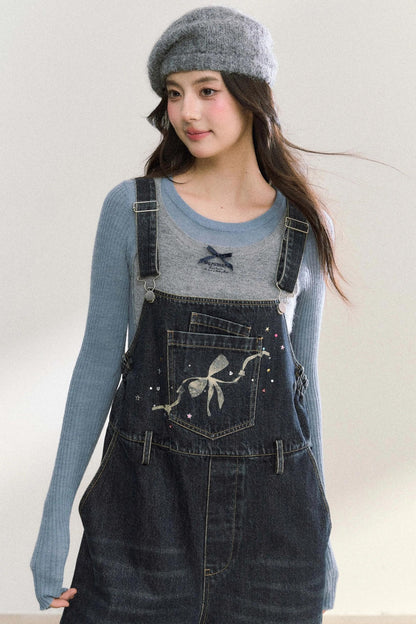 Vintage Washed Bib Jumpsuit Pants