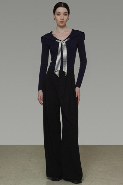 Autumn Navy Knit Top