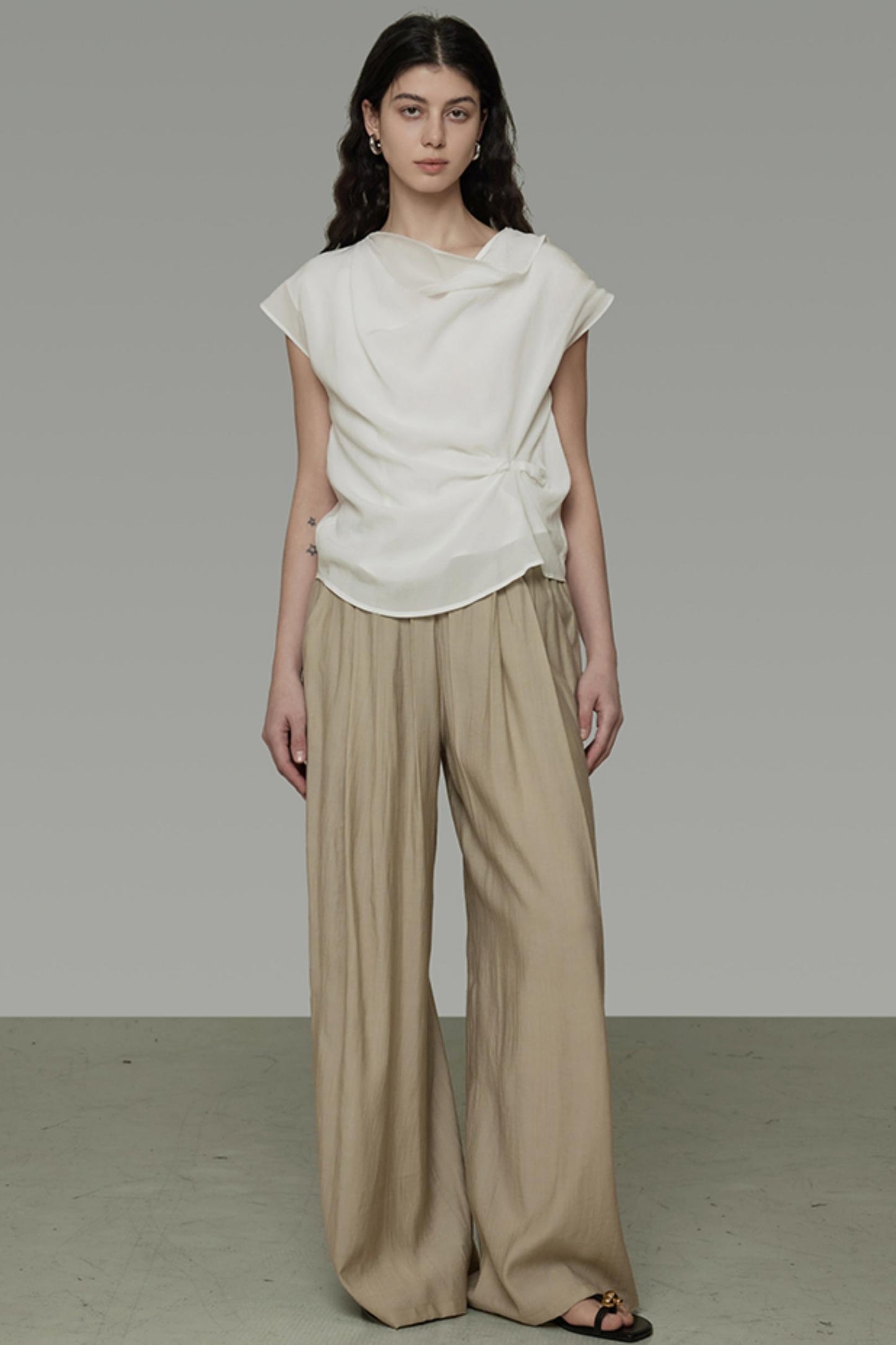 Irregular Neck White Blouse