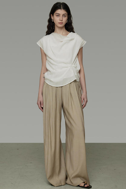 Irregular Neck White Blouse