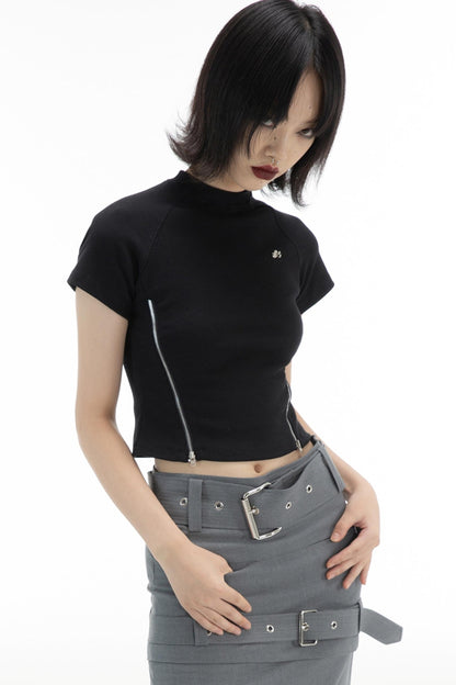 Slim Double-Zip Sleeve Top