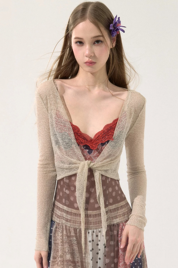 Shiny Silk Sheer Cardigan