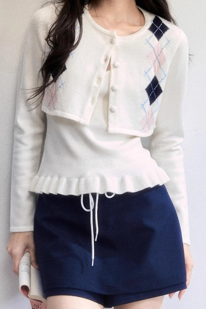 Geometric Quilted Cardigan Set