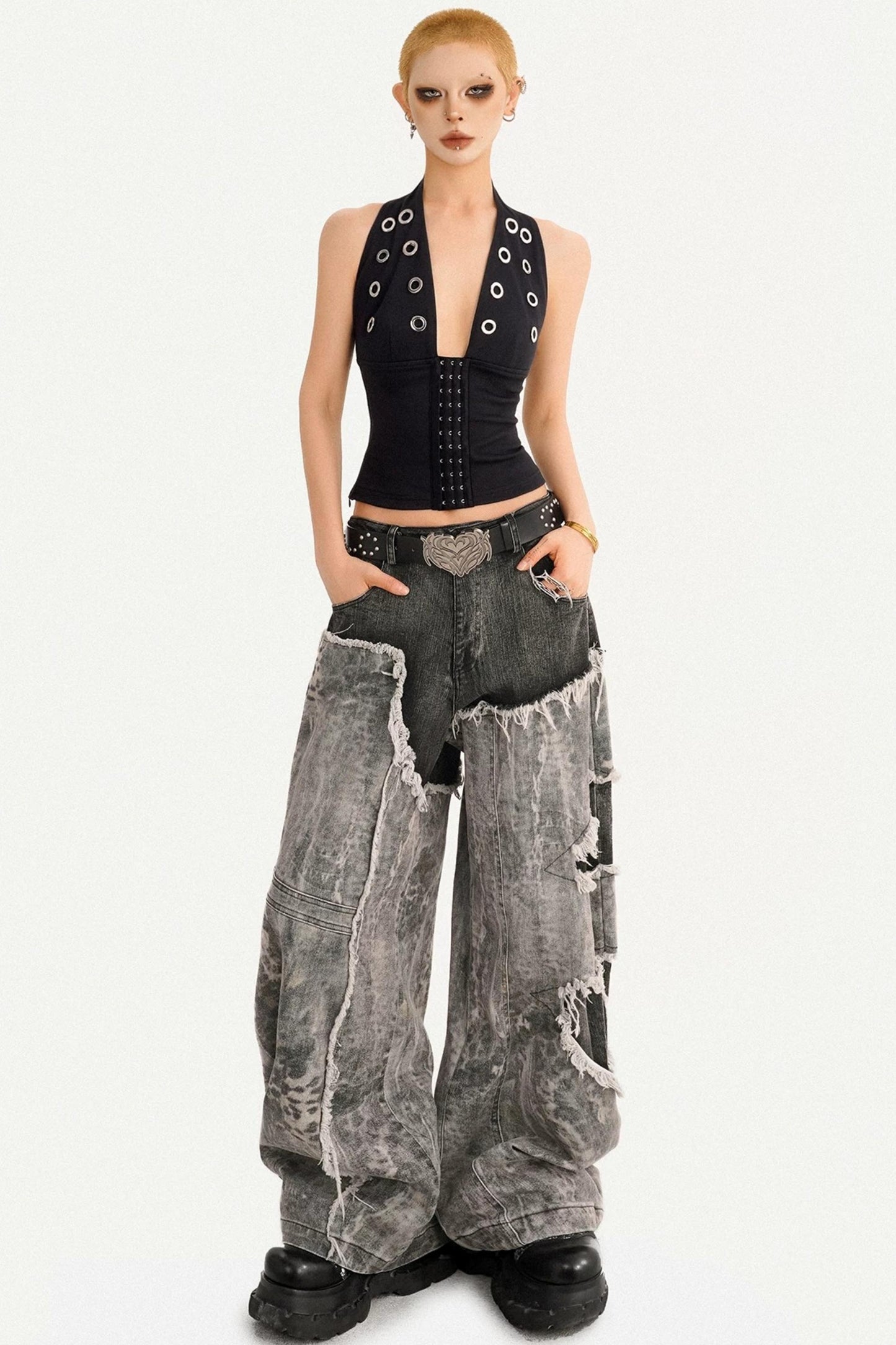 Metallic Black Halter Top