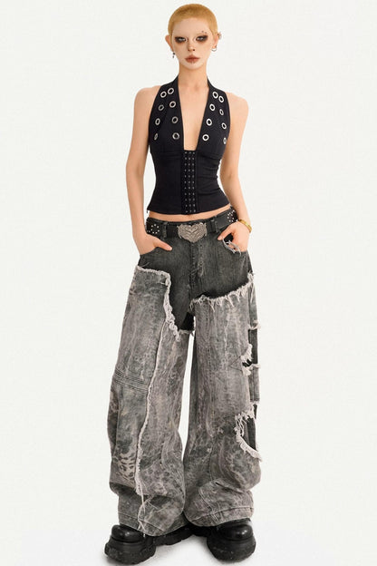 Metallic Black Halter Top