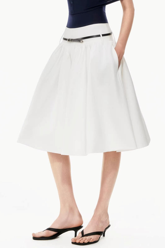 Two-Tone Pleated Puffy Skirt