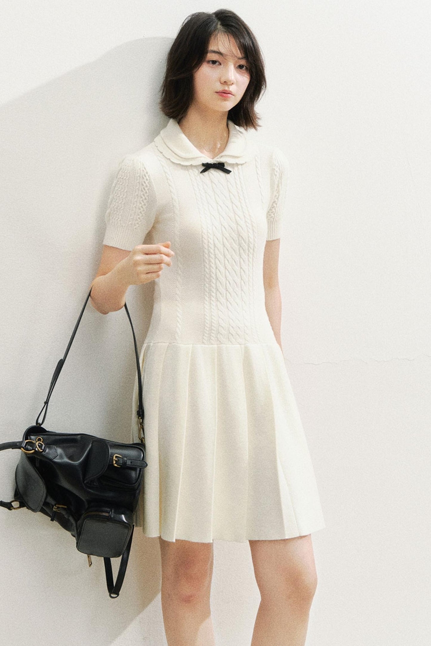 Slim Knit Pleated Dress