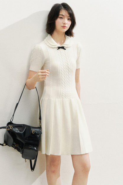 Slim Knit Pleated Dress