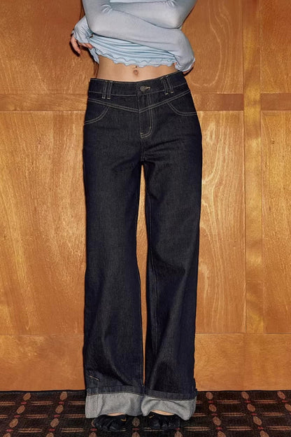 Schwarze Destroyed-Denim-Hose