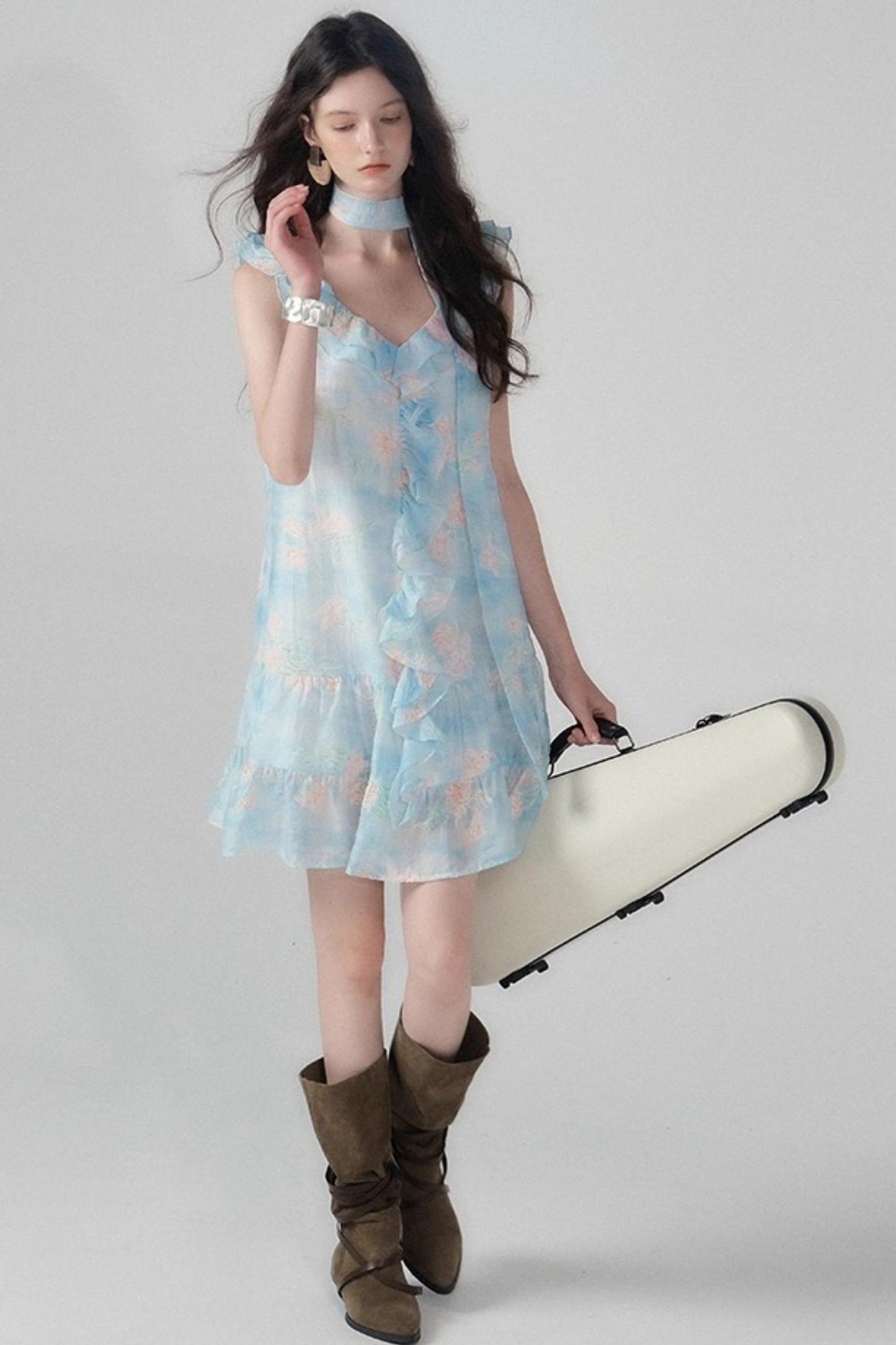 Sea Glass Tencel Ruffle Crop Dress Set-Up