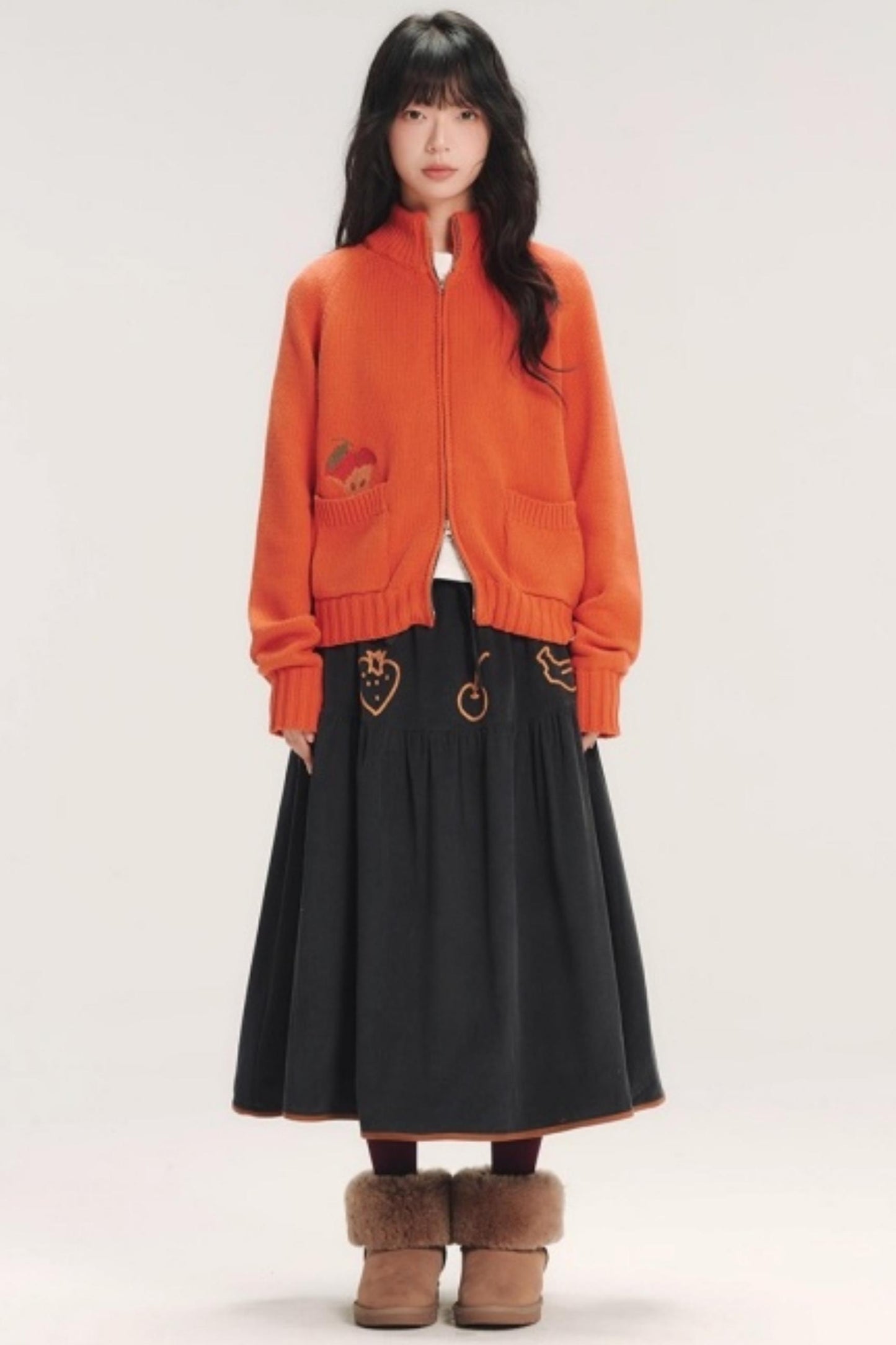 Hand-Painted Corduroy Skirt