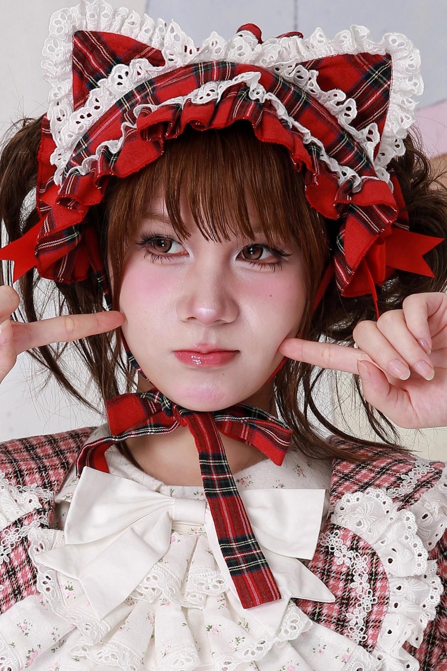 Christmas Plaid Cat Ear Headband