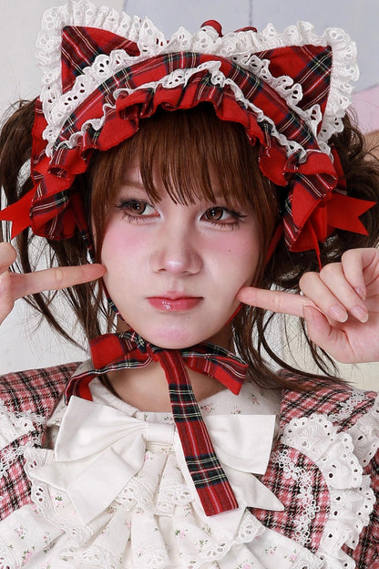 Christmas Plaid Cat Ear Headband