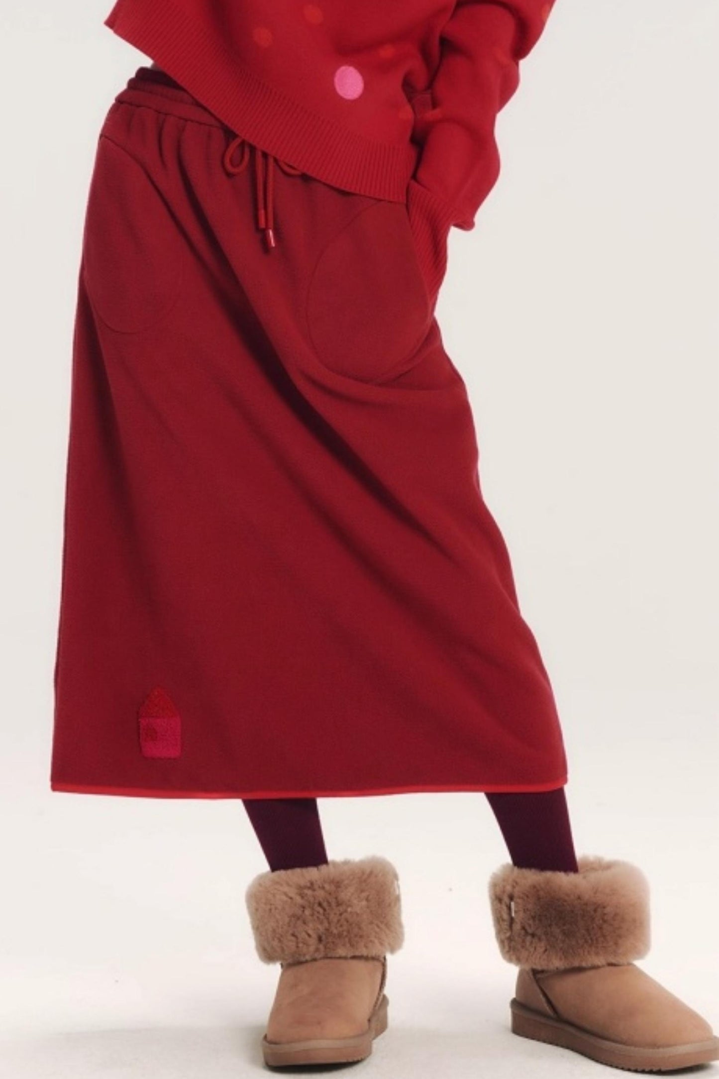 Embroidered Color-Block Skirt