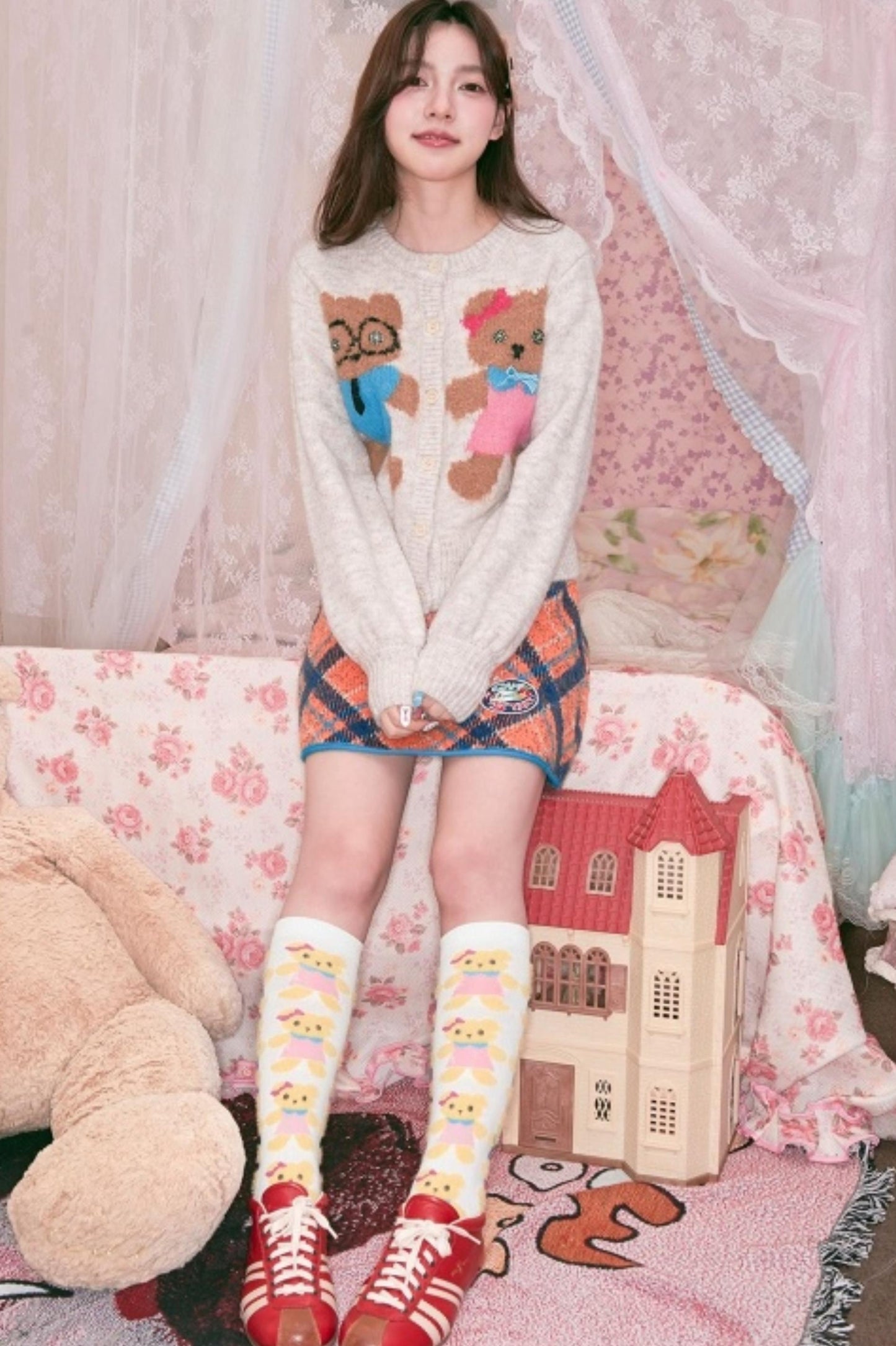 Bear Plush Knitted Socks