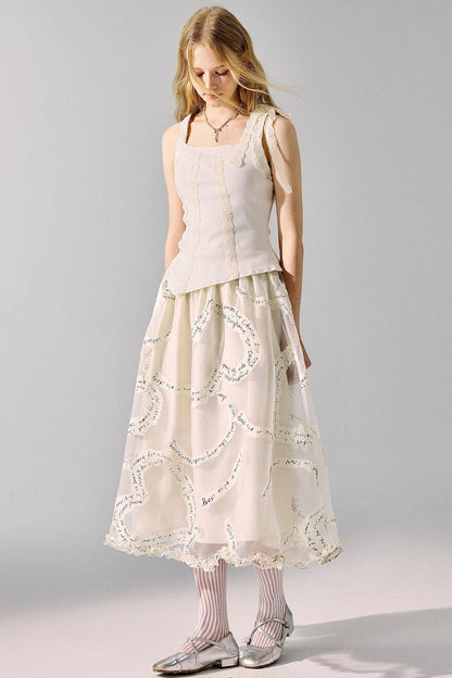 Lace Monogrammed Bustier Skirt