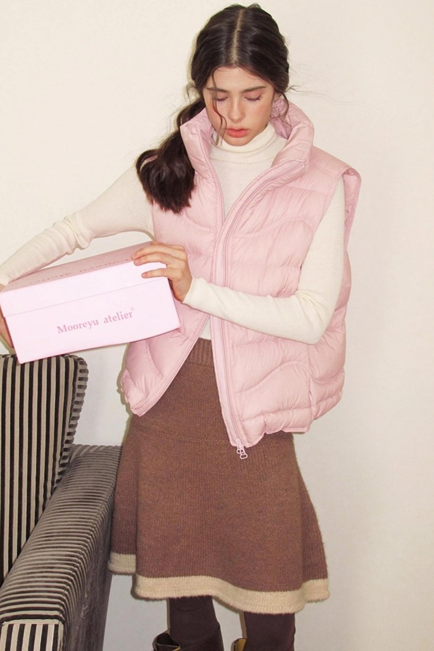 Pinecone Velvet Jacquard Sweater Skirt Set