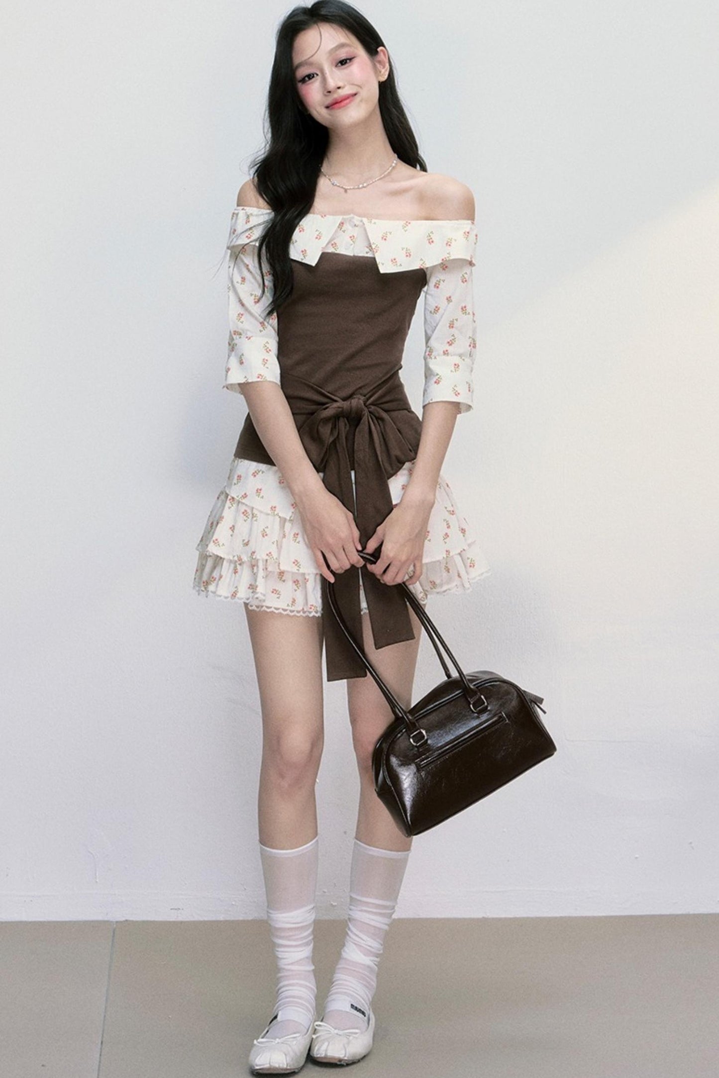 Floral Patchwork Blouse Skirt Set-Up