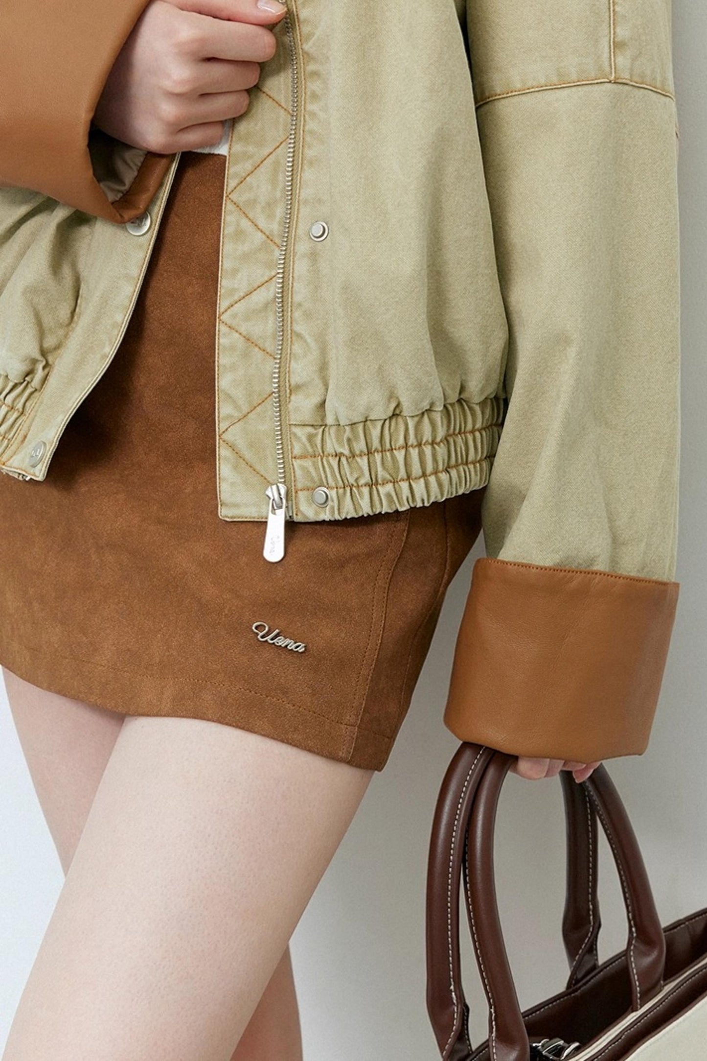 Caramel Brown Faux Suede Jacket Set-Up