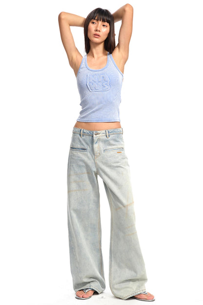 Textured Woolen U-Neck Tank Top