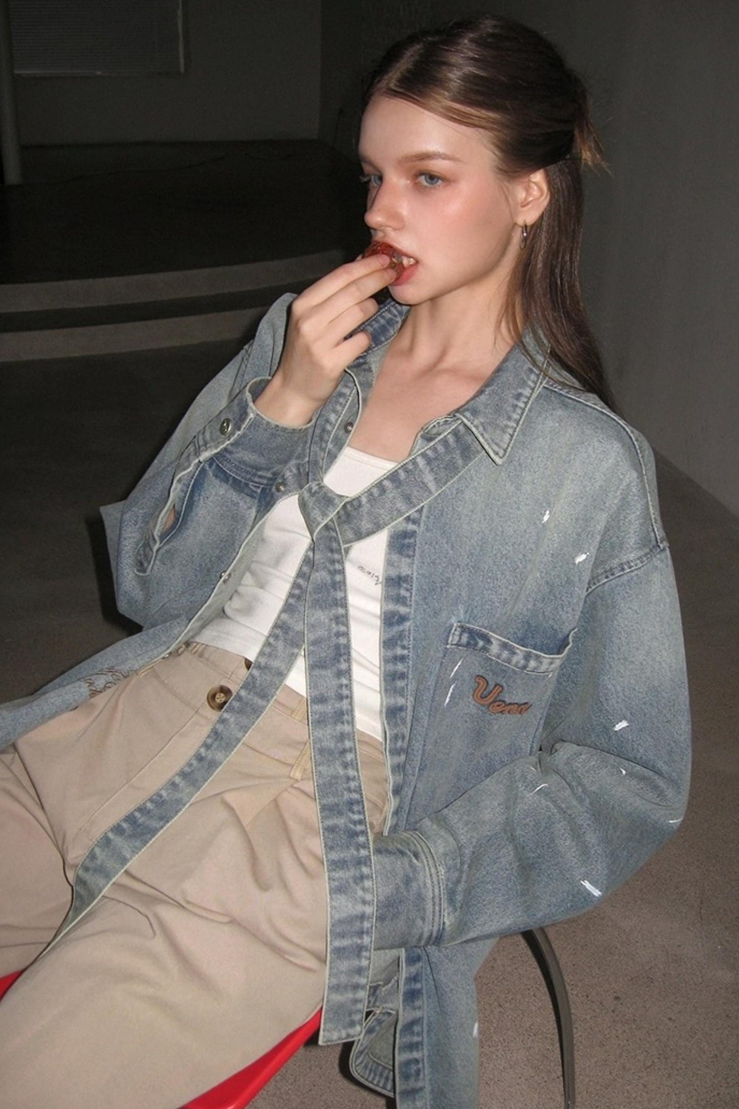 Washed Distressed Loose Denim Jacket