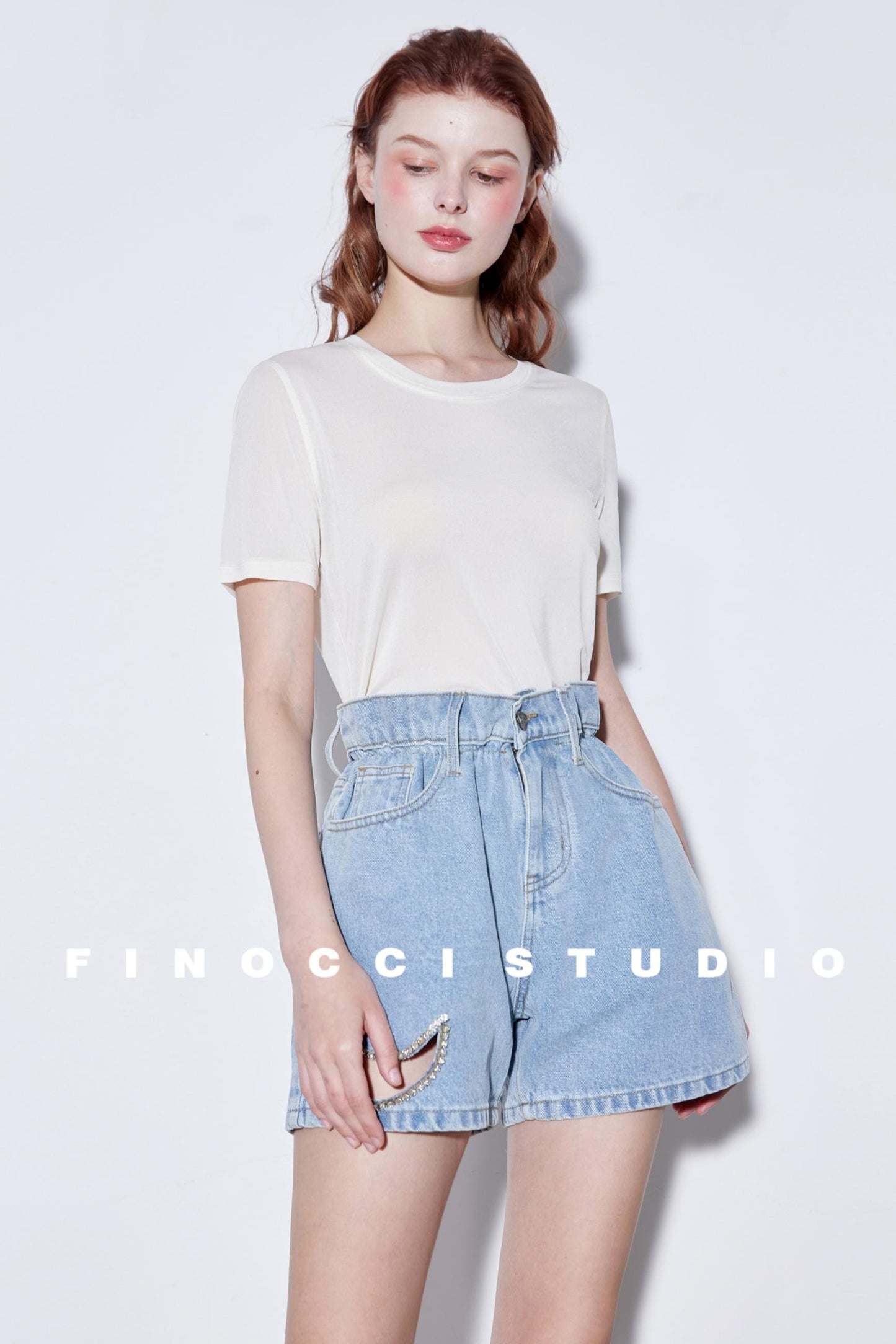 Mooncut Embroidered Denim Shorts