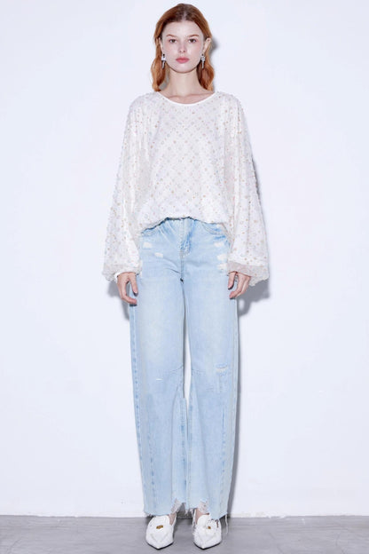 Autumn Blue  High Waist Wide Leg Jeans