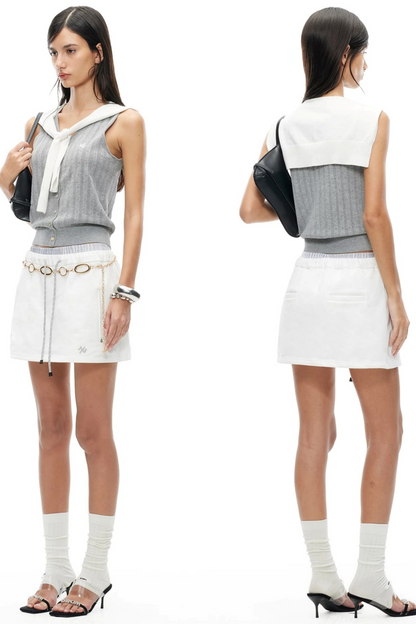 Cotton A-Line Drawstring Skirt