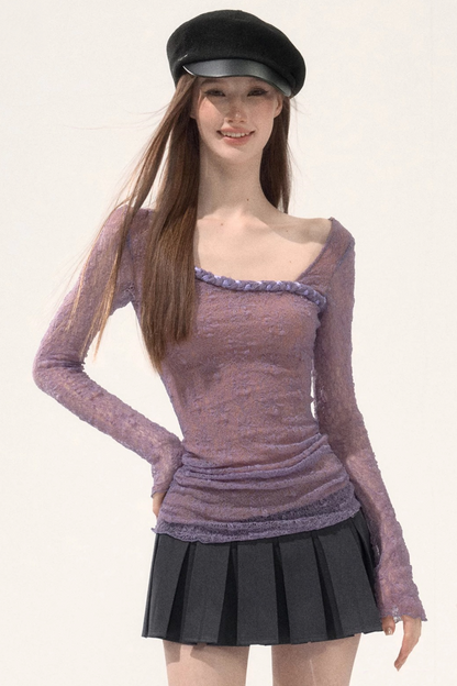 Three-Dimensional Lace Knitted Top