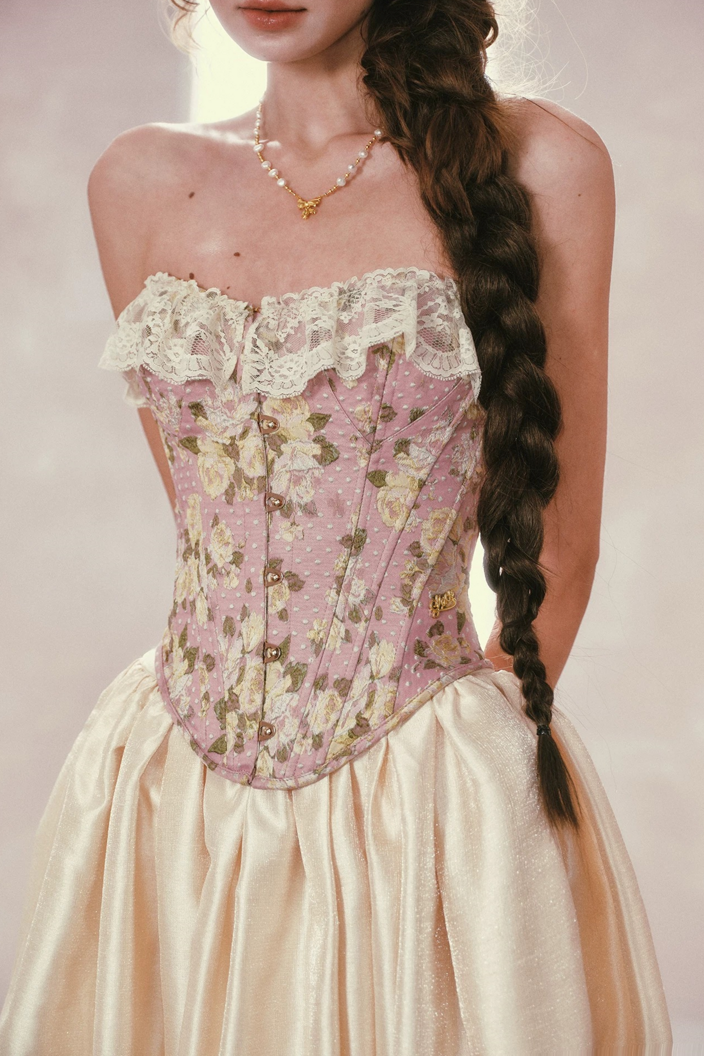 Lace Jacquard Corset Top Set-Up