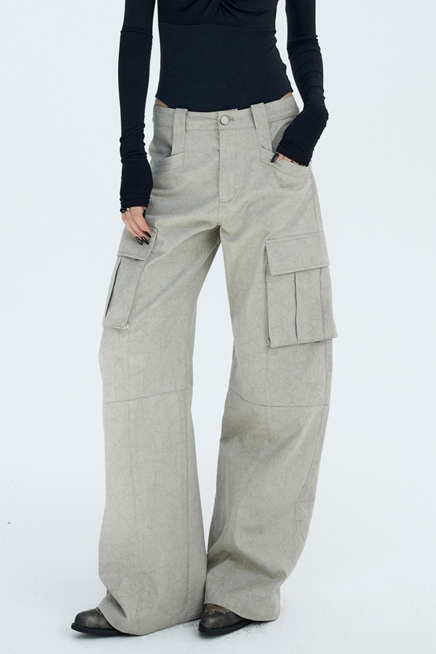 Retro Distressed Glacier Cargo Pants