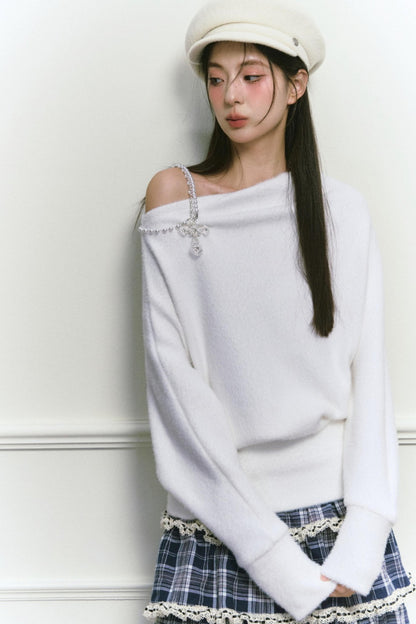 White Foaminck Slouch Sweater
