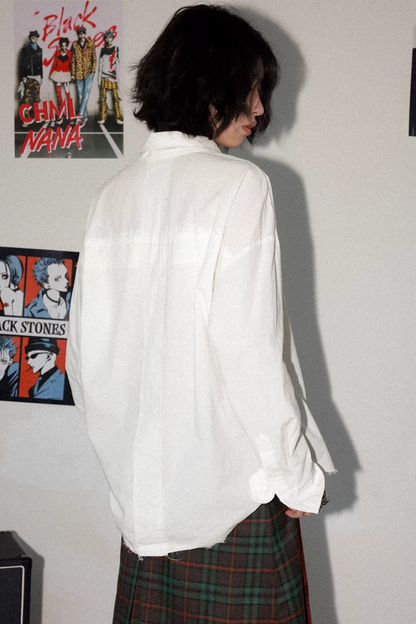 Retro Bluse mit ausgefranstem Saum