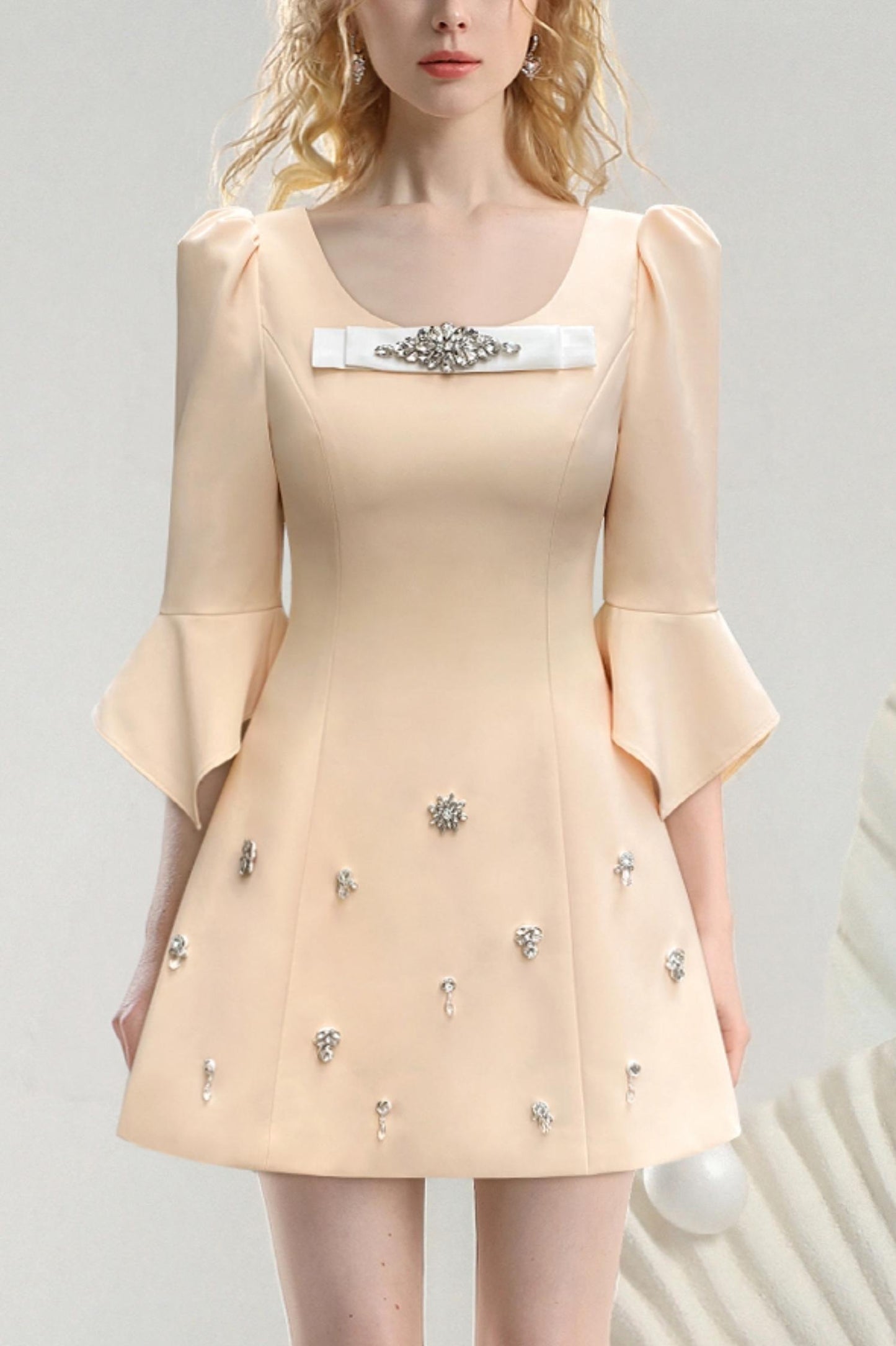Celebrity Style Crew Neck Dress
