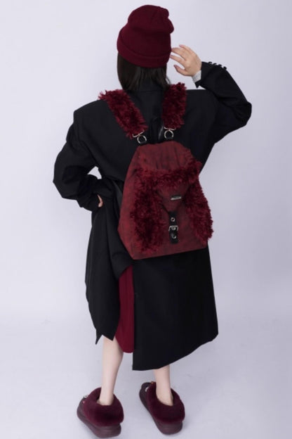 Furry Rabbit Ear Fur Backpack