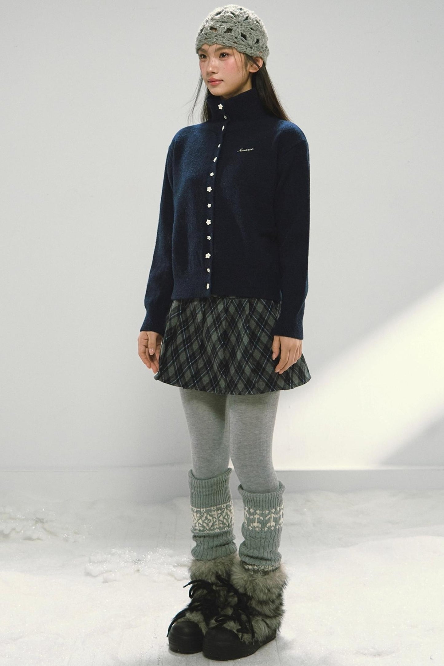 Navy Star Turtleneck Cardigan Set-Up