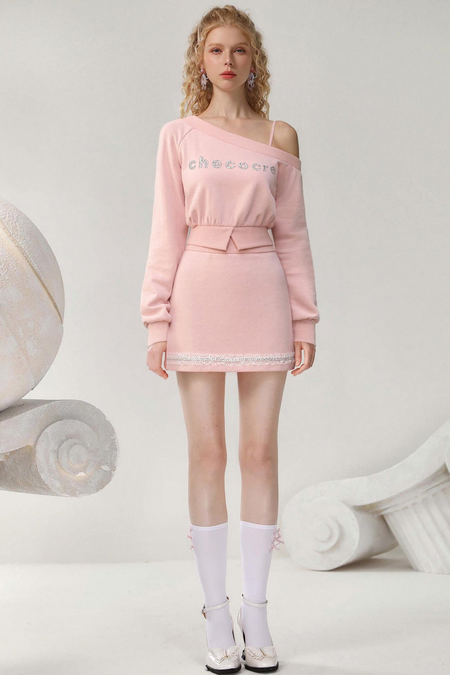 Pure Diamond Pink Top & Skirt Set