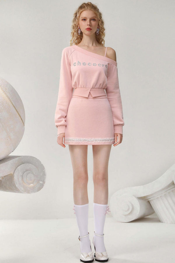 Pure Diamond Pink Top & Skirt Set