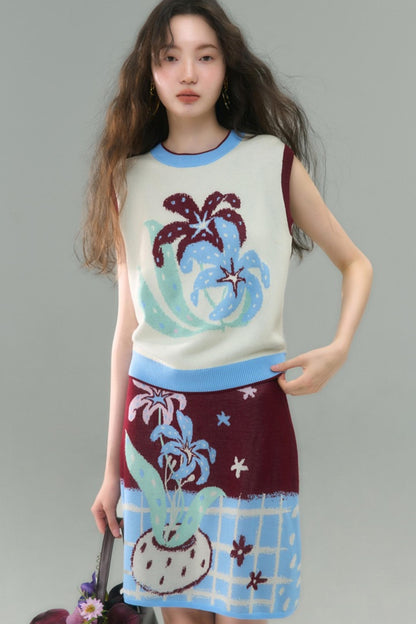 Original Lily Jacquard Tencel Vest Skirt Set-Up