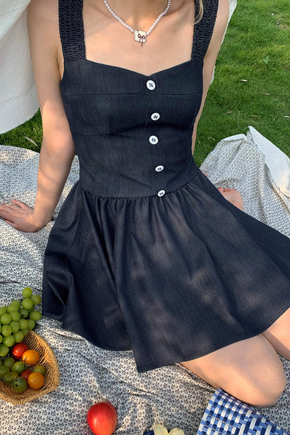 Sea View Navy Blue A-Line Puffy Dress