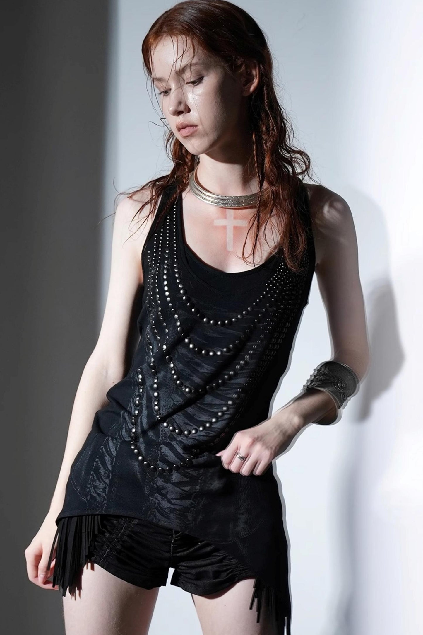 Rhinestone Long Tank Top