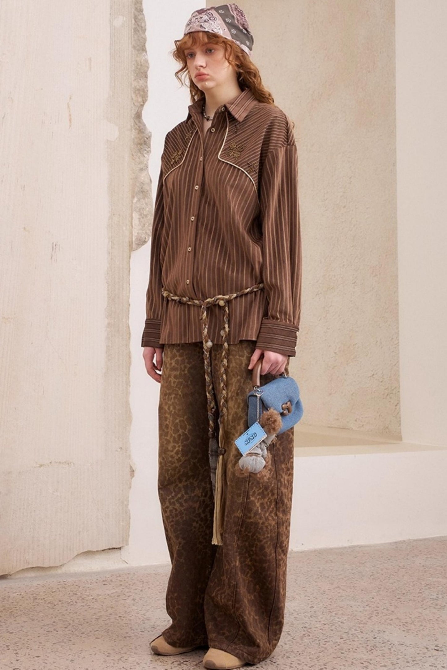 Suede Beaded Embroidered Shirt