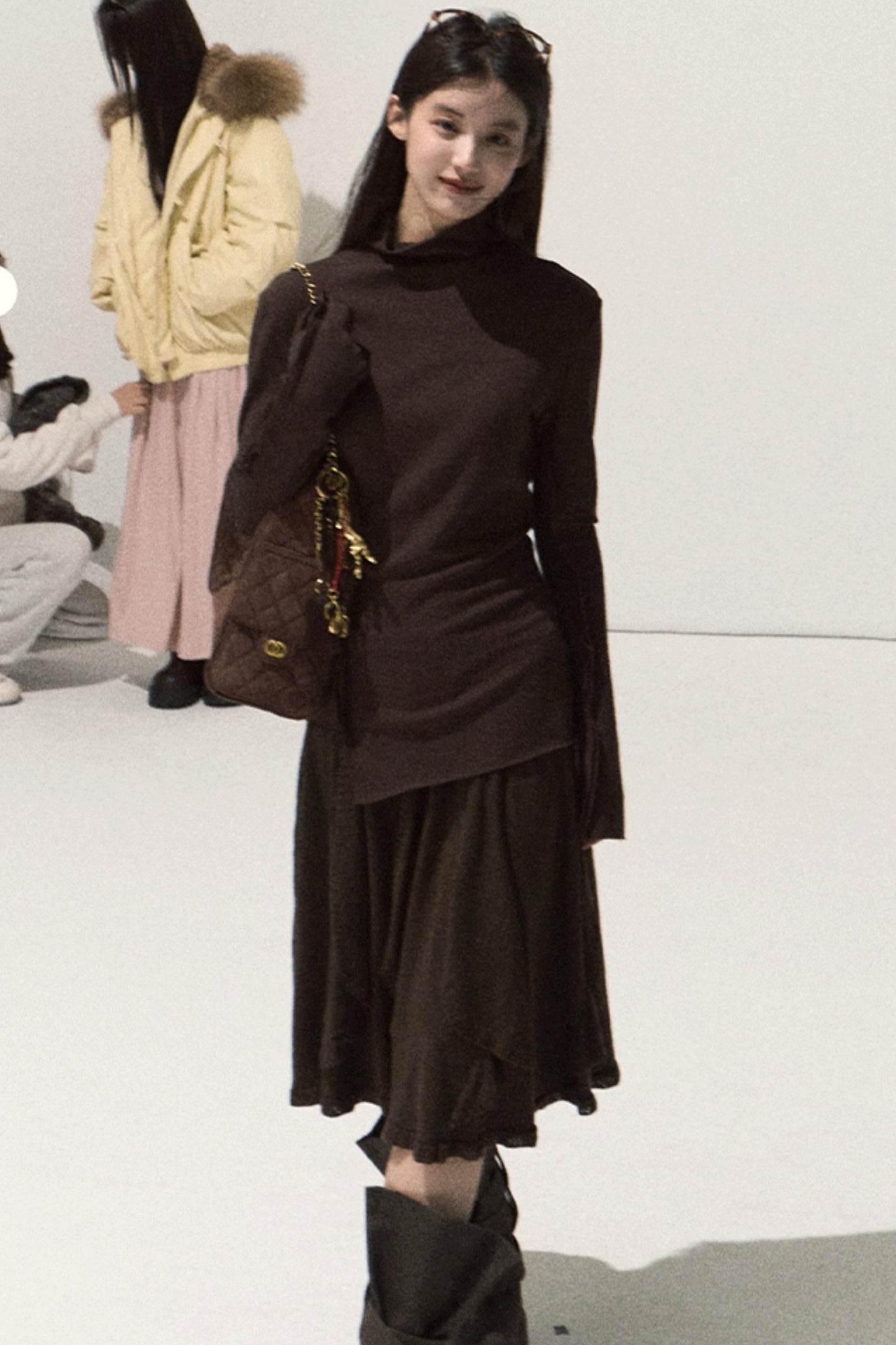 Wool Jacquard Ruffle Skirt