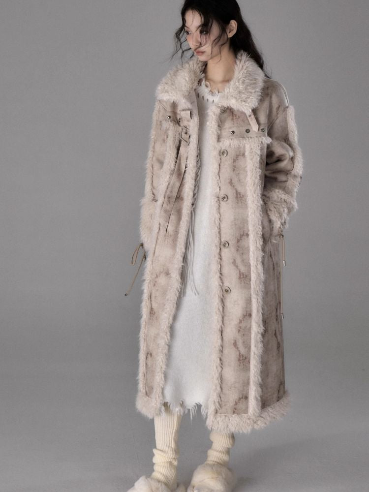 Lamb fur long coat